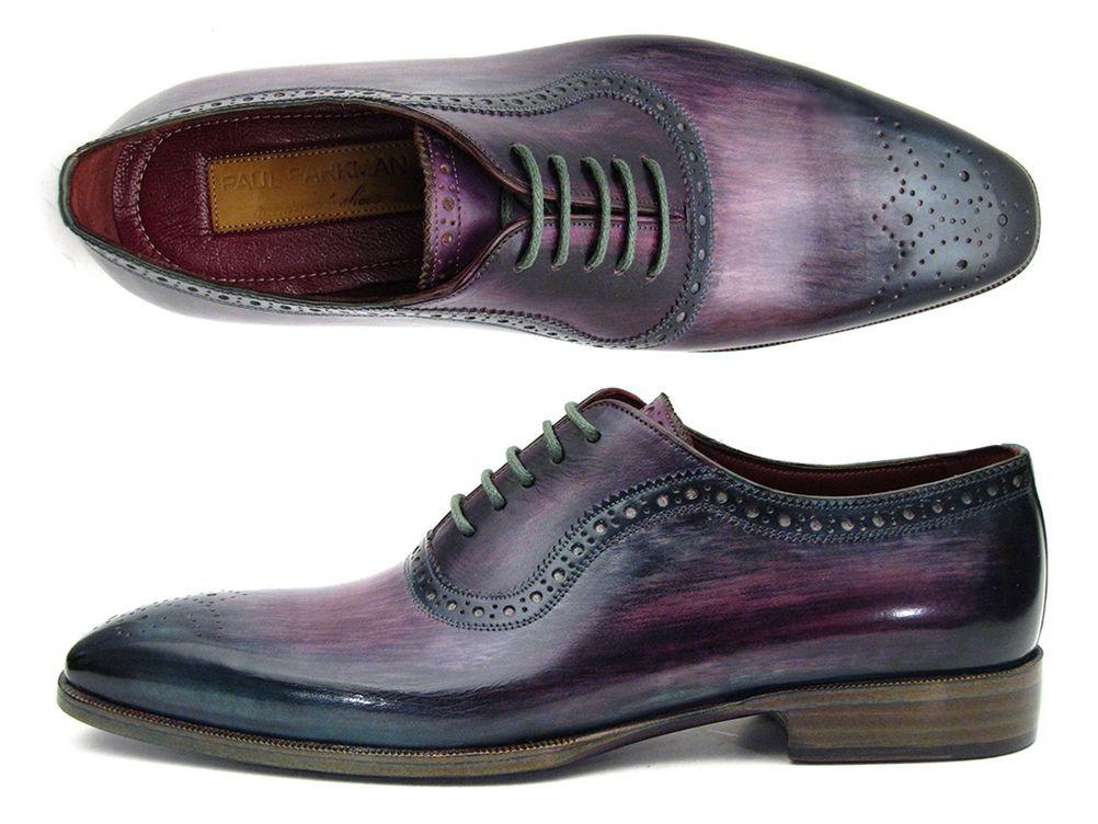 Paul Parkman ''PR88TT'' Purple / Navy Genuine Leather Medallion Toe Oxfords Shoes.